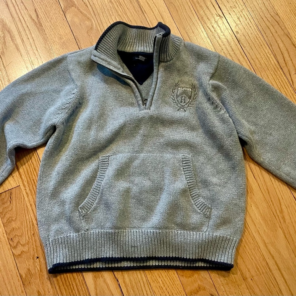 Tommy Hilfiger Gray cotton Zip-Up Sweater (perfect for school uniform!)